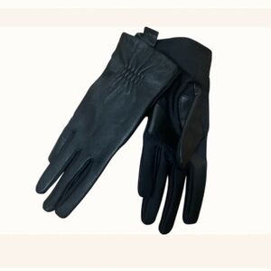 🆕 Isotoner Black Leather Gloves  Manmade Palm & Back Fingers Stretches to Fit XL